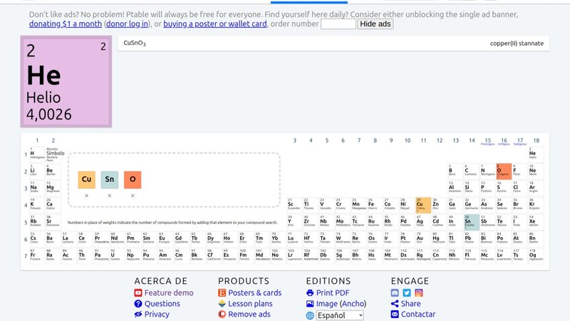 Miniatura del post: Ptable, tabla periódica de elementos interactiva