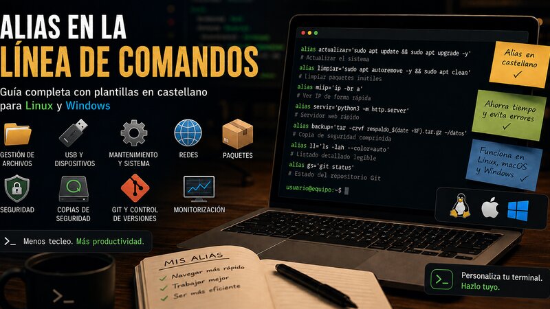 Miniatura del post: Alias en la Línea de Comandos: Guía Completa con Plantillas en Castellano para Linux y Windows