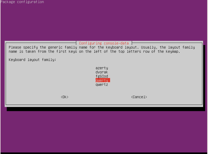 Seleccionamos el tipo de teclado qwerty