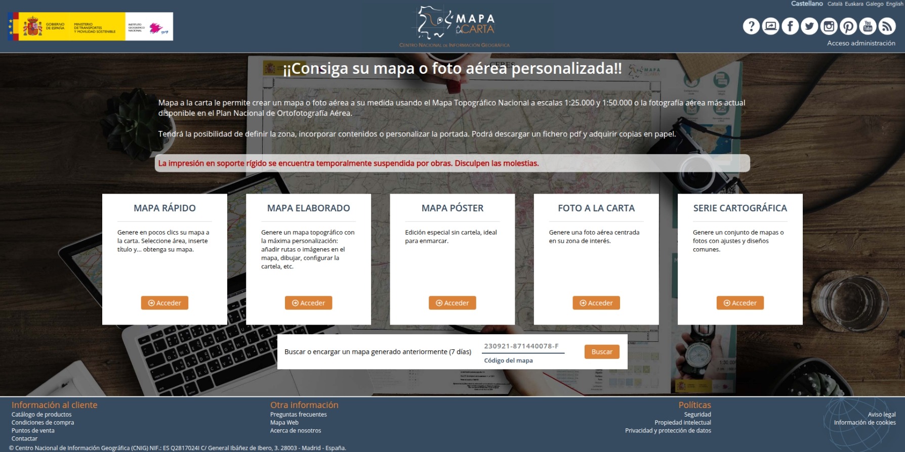 Captura pantalla página principal