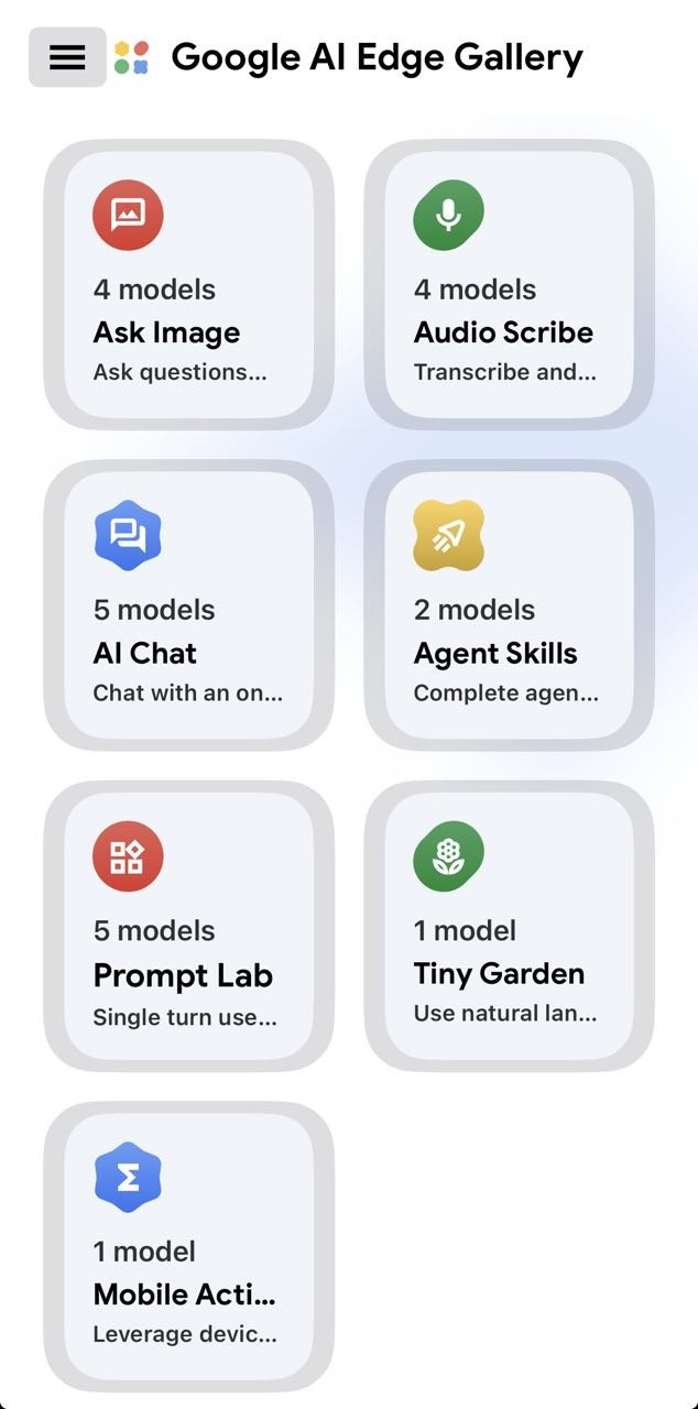Google AI Edge modelos disponibles