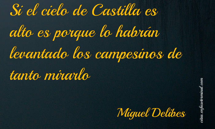 Si el cielo de Castilla es alto es porque lo habrán levantado los campesinos de tanto mirarlo   Miguel Delibes