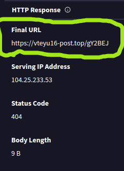 VirusToal nos muestra la url final a la que nos lleva el enlace recibido